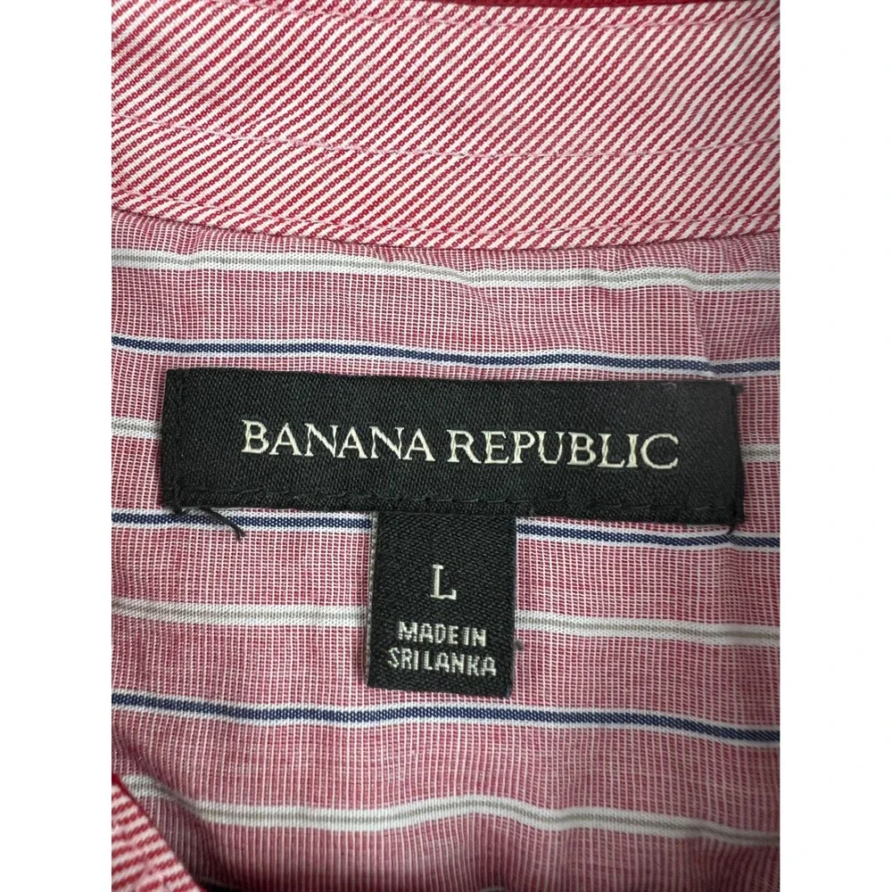 Banana Republic Polo Shirt Mens Large Red Good Elephant Logo Short Sleeve Pique